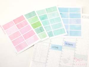 Hobonichi Cousin Two Hour Hourly Time Block Stickers: Weekly  Writable  Watercolor