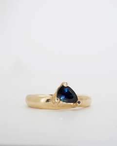 Zoe Mcbride: Blue Pear Sapphire Ring & 9ct Yellow Gold
