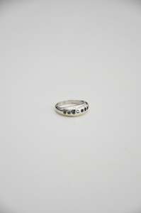 Zoe Mcbride: Nuque Ring with Teal Sapphires in Silver