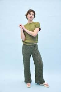 Light Foam Knit Trouser in Dark Green