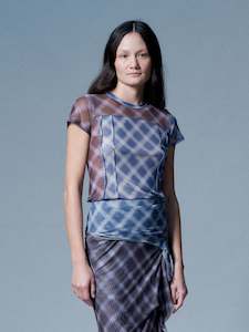 Criss-Cross Tee in Brown and Blue