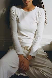 Buddy: Longsleeve Mini Tee in Off White