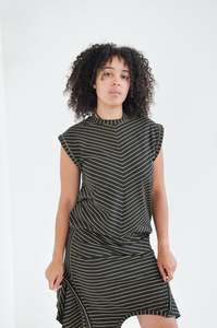 Tops: Puff Tank in Black & Gold