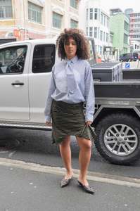 Tops: Sun Shirt with Tie in Black & Grey