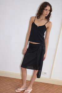 Scarf Midi Skirt in Black