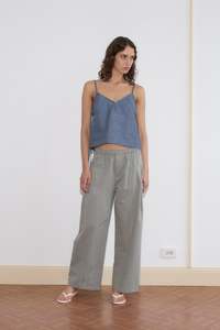 Bottoms: Pleat Pant in Sage Grey