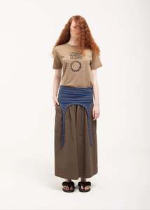 Skirts: Gather Skirt/Dress in Brown & Blue