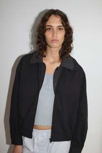 Collared Zip Jacket in Black Contrast