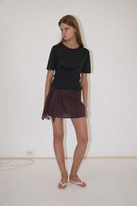Bottoms: Belted Skirt in Wine
