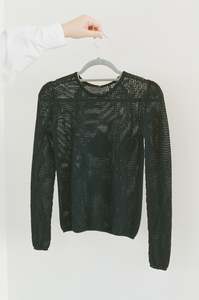 Slow Mesh Knit Longsleeve in Deep Black