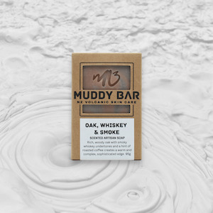 Cold Process Soaps: OAK, WHISKEY & SMOKE SOAP, with volcanic clay.
