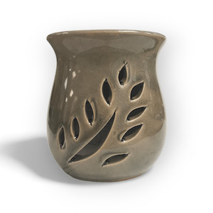 Wax Melts: Mini oil burner, leaf cut out - grey