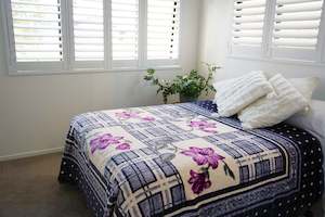 Gray Checks and Purple Florals - ‘Shadilon’ Mink Blanket (Double)