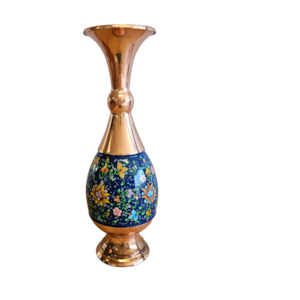 Copper Decor: Blue Rose - Copper Vase With Round Rim