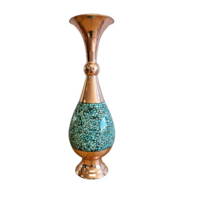 Copper Decor: Aqua Droplets - Copper Vase With Round Rim