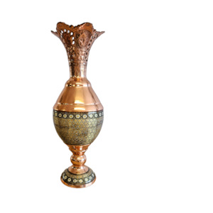 Tawny Mosaic - Copper Vase with Fluted Rim