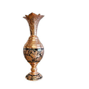 Copper Decor: Black Etch - Copper Vase with Fluted Rim