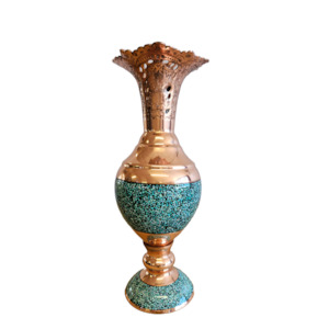Aqua Droplets - Copper Vase with Fluted Rim