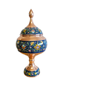 Blue Rose - Copper Teardrop Standing Bowl with lid