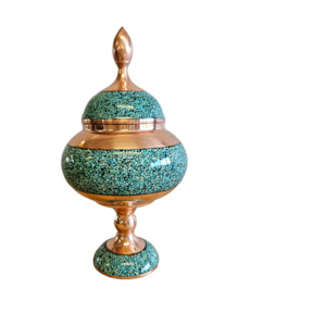 Aqua Droplets - Copper Teardrop Standing Bowl with lid