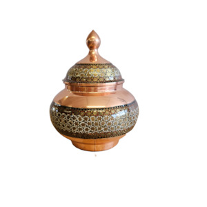 Tawny Mosiac - Copper Teardrop Bowl with Lid