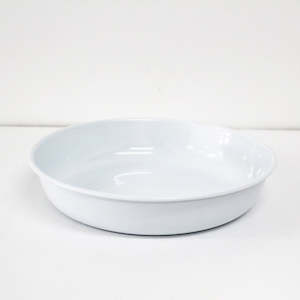 White Enamelware Large Serving Bowl