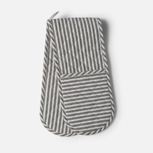 Double Oven Mitt - Olive Stripe