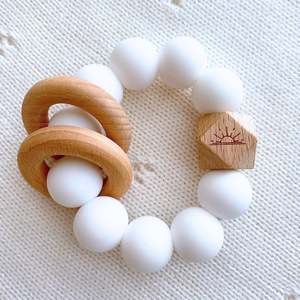 Teethers And Dummy Clips: Essential Teether - White Wash
