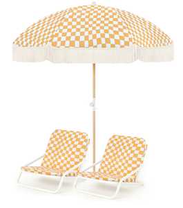 All Umbrellas All Styles And Beach Sets: Golden Oasis Beach Umbrella & Beach Chair Set