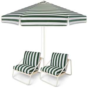 New Arrivals: Native Stripe Market Umbrella and Outdoor Chair Set