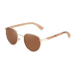 Round: Unisex Polarized 50 / 50  Wood  Sunglasses