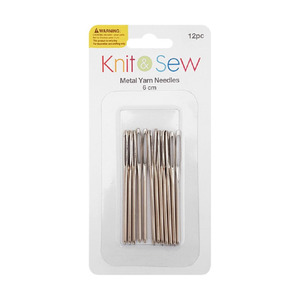 Art Supplies Craft: Knit & Sew Metal Yarn Needles 6cm 12pc