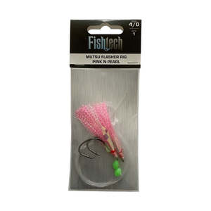 Fishing Line: Fishtech 4 Mutsu Economy Flasher Rig Pink n Pearl