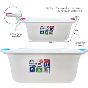 Bathroom: Basin Wash Rectangular With Handles 12L
