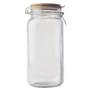 Kitchen Storage: Glass Jar with Bamboo Lid Square 1750ml