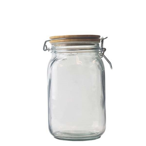Kitchen Storage: Glass Jar with Bamboo Lid Square 1250ml