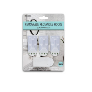 Hooks Hanger Solutions: Rectangle Hooks Removable 3pk
