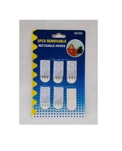 Hooks Hanger Solutions: Plastic Rectangle Hooks Removable 5pk