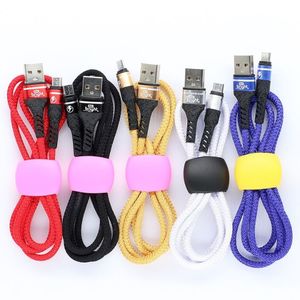 Phone Cables: BK Bright Braided Round Micro 5 Pin Cable