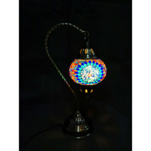 Lamps: Turkish Mosiac Swan Neck Lamp - Multicolour Flower Burst