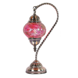 Giftware: Turkish Mosaic Swan Neck Lamp - Pink TL38