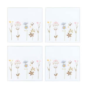 Sunshinz Giftware: Mt Meru -Set of 4 Floral Glass Coasters