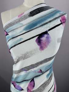 Designer Deadstock Fabric: Designer Printed Lycra - Sky Brusstroke - 145cm