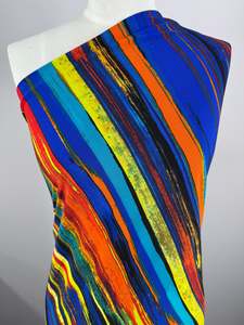 Designer Deadstock Fabric: Designer Printed Lycra - Electric Stripe - 150cm