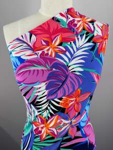 Designer Deadstock Fabric: Designer Printed Lycra - Neon Tropical - 150cm
