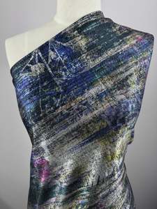 Designer Deadstock Fabric: Metallic Knit Jersey - Titanium veil - 140cm