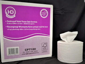 Toilet Paper Supplies: Hd Centre Pull Toilet Roll 2ply 180m (6)