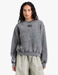 Essential Terry Crew Sweatshirt W/ Puff Paint Logo - Washed Granite