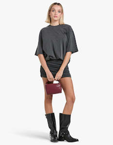 Prestyled T-Shirt Dress With Ruched Mini Skirt - Faded Black