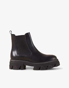 Alohas: Berenice Leather Ankle Boots - Black